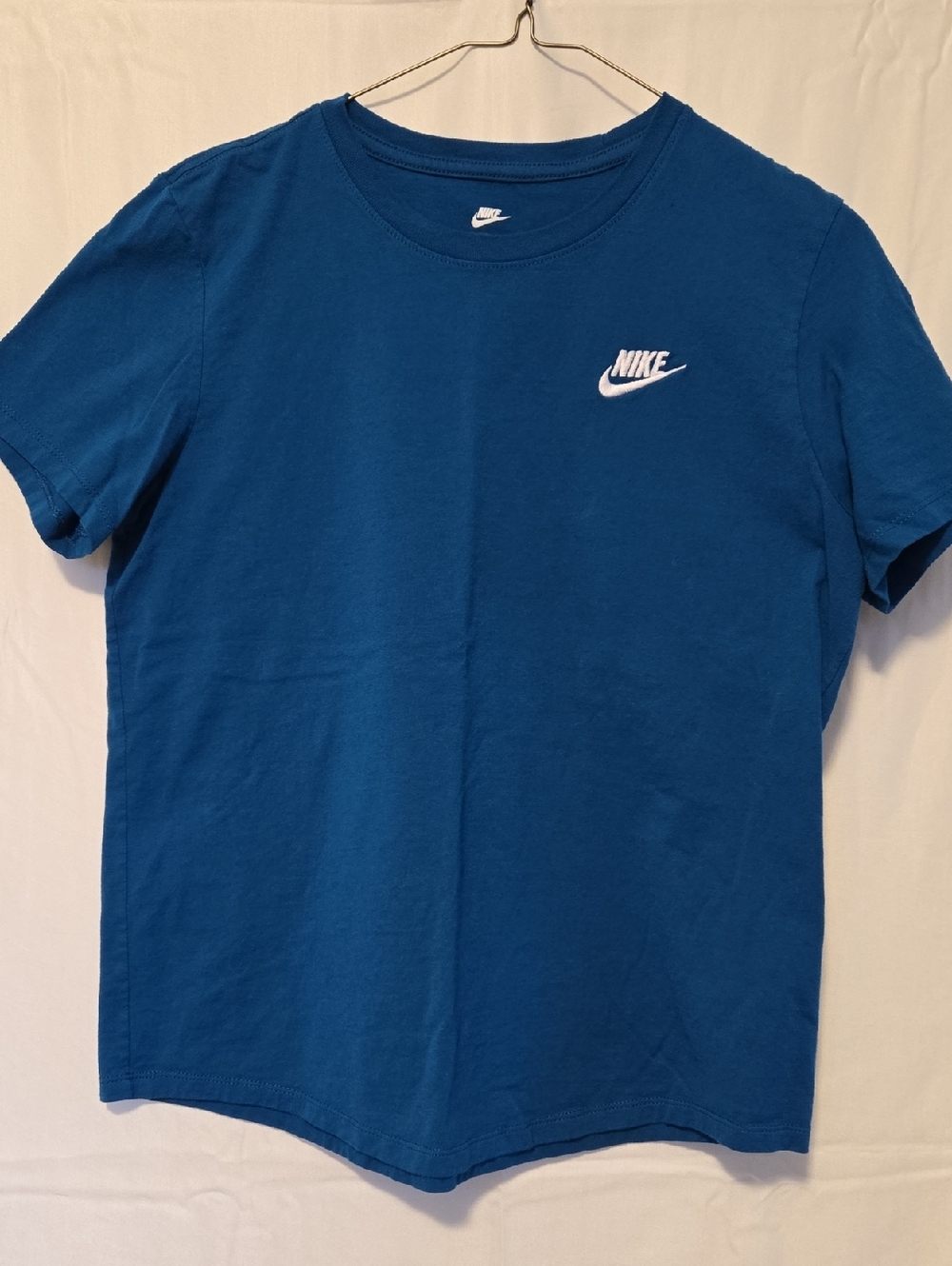 Nike Blue Crewneck Short Sleeve Tee with White Swoosh